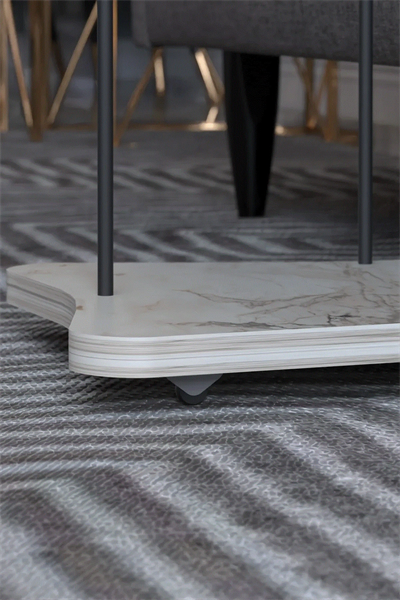 Yan Sehpa Tekerlekli Servis Sehpası HND Krem