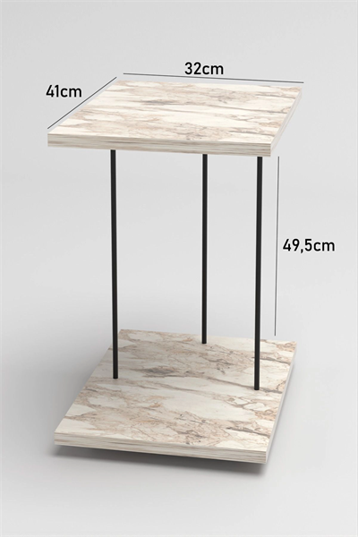 Yan Sehpa Tekerlekli Servis Sehpası HND Dikdörtgen Efes