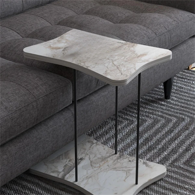 Yan Sehpa Tekerlekli Servis Sehpası HND Krem