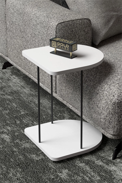 Yan Sehpa Tekerlekli Servis Sehpası HND Oval Beyaz