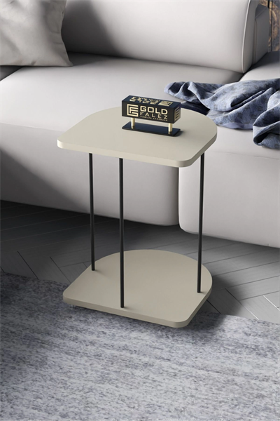 Yan Sehpa Tekerlekli Servis Sehpası Hnd Oval Krem