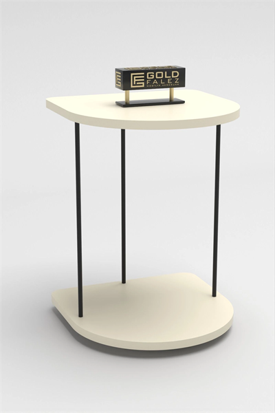 Yan Sehpa Tekerlekli Servis Sehpası Hnd Oval Krem