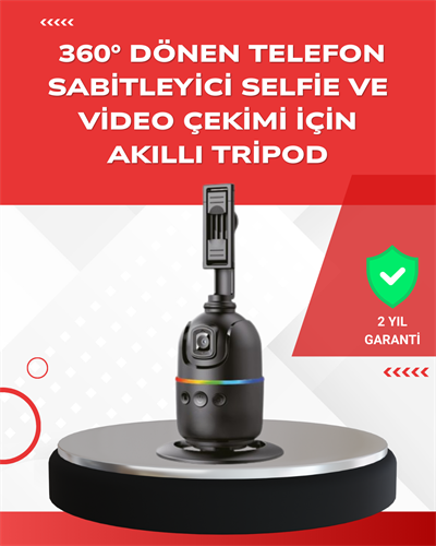 Yapay Zeka Destekli Yüz Takip Özellikli 360 Derece Dönen Masaüstü Telefon Sabitleyici