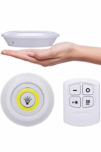 Yapışkanlı 3lü Spot Led Işık Lamba Montajsız Pilli Uzaktan Kumandalı