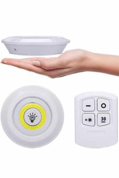Yapışkanlı 3lü Spot Led Işık Lamba Montajsız Pilli Uzaktan Kumandalı