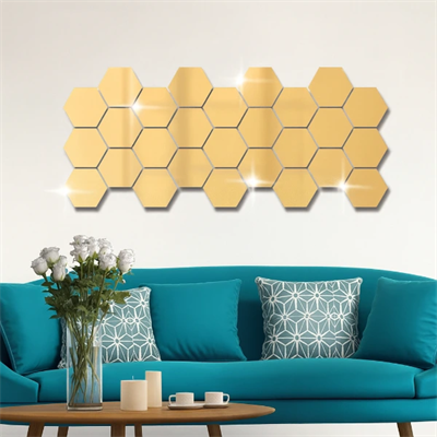 Yapışkanlı Akrilik Gold Ayna Seti 12 Adet