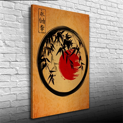 Yaprakların ardında Japonya Bayrağı Poster Kanvas Tablo 50 x 70