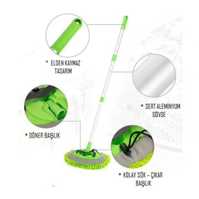 Yedek Bezli Mikrofiber Araba Yıkama Fırçası