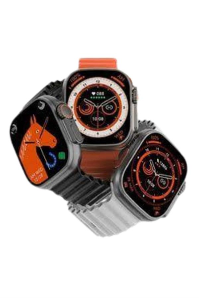 Yeni Model Akıllı Saat Ultra Smart Watch Gümüş Kasa 45mm Titreşim