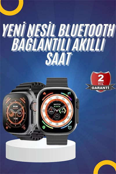 Yeni Model Akıllı Saat Ultra Smart Watch Gümüş Kasa 45mm Titreşim