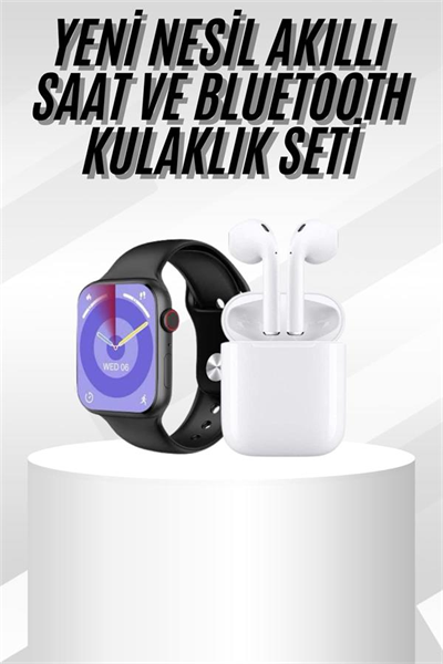 Yeni Nesil Akıllı Saat Ve Kulaklık Seti Gümüş Kasa Zarif Tasarım Çok Fonksiyonlu