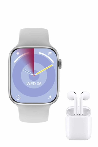 Yeni Nesil Akıllı Saat Ve Kulaklık Seti Gümüş Kasa Zarif Tasarım Çok Fonksiyonlu