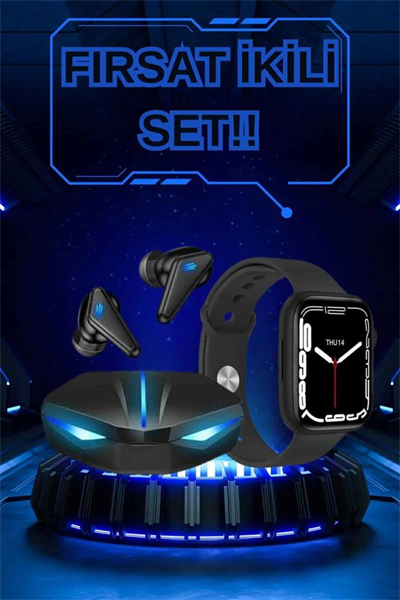 Yeni Nesil Akıllı Saat ve Kablosuz Kulaklık Kampanyası İkili Set Bluetooth Bağlantılı