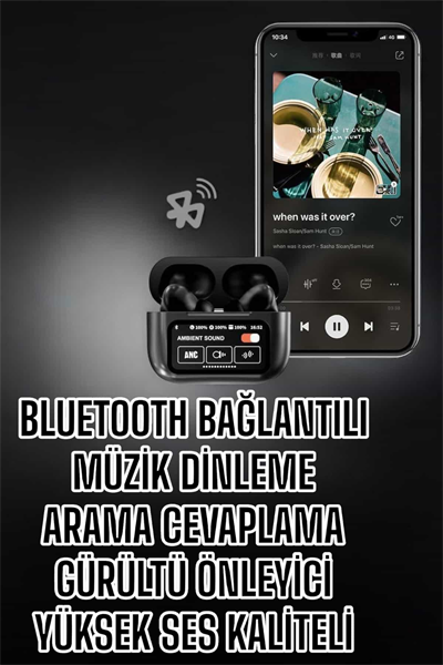 Yeni Nesil Bluetooth Kulaklık Ekranlı Yüksek Ses Kaliteli Uzun Şarj Süreli