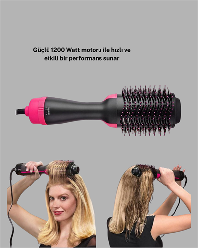Yeni Nesil Fön Tarağı – 220°C Isı, Negatif İyon, 360° Dönebilen Kablo