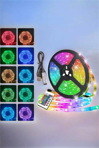 Yeni Nesil RGB Işıklı 10Metre Şerit Led Kumandalı Şarj Edilebilir