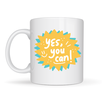 Yes You Can Motivasyon Kupası MODEL 131 , Pozitif Mesajlı Porselen Kupa , İlham Veren Tasarım , Ofis & Hediye Kupası