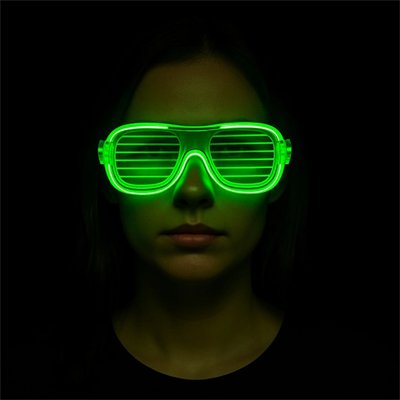 Yeşil LED Işıklı Parti Gözlüğü – Neon 3 Modlu