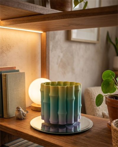 Yeşil Tonlu Dekoratif Vazo Modern Tasarım Salon Ofis Masa Üstü Aksesuar