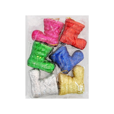 Yılbaşı Ağaç Süsü Simli Çizme 6lı