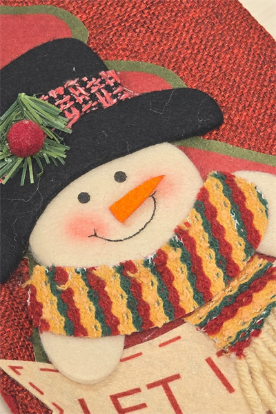 Yılbaşı Dekoratif Çorap 3D Kırmızı Kareli Kardan Adam 35 cm