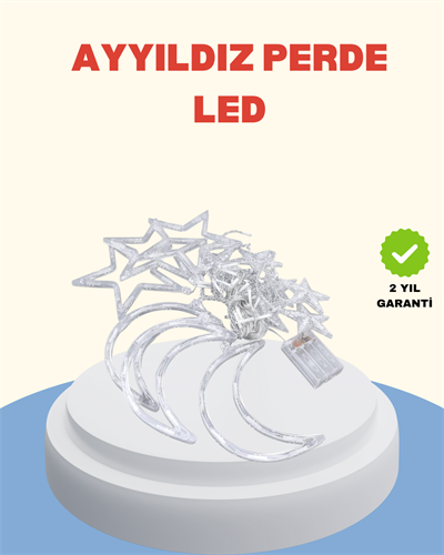 Yıldız Ay Tasarımlı Prizli Perde LED Işık İç Mekan Dekoru