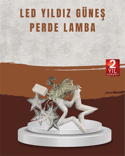 Yıldız Desenli Perde Tipi Peri Led 3x3 Metre Aydınlatma