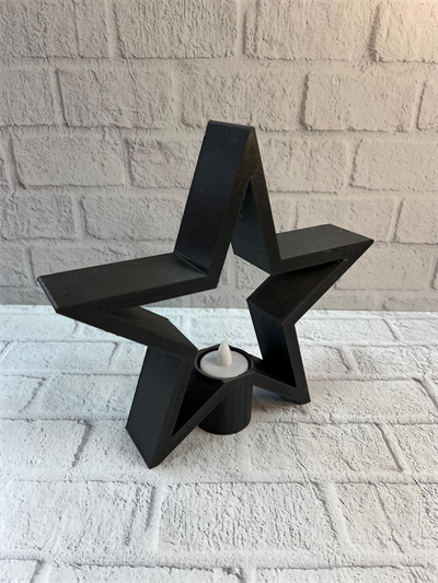 Yıldız Mumluk Siyah Modern Salon ve Raf Dekoru