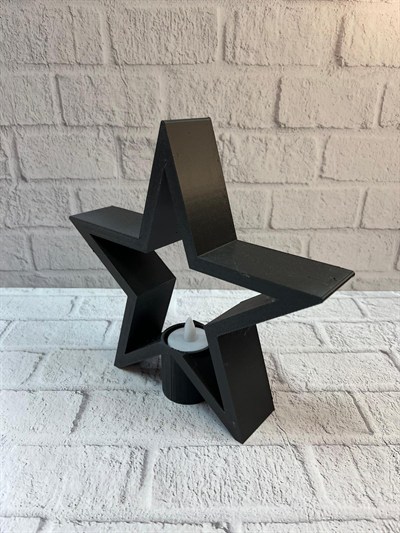 Yıldız Mumluk Siyah Modern Salon ve Raf Dekoru