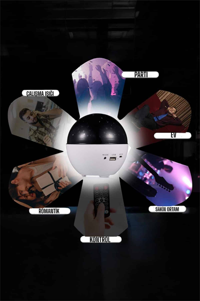 Yıldız Yansıtmalı Projeksiyon Gece Lambası Şarjlı Taşınabilir