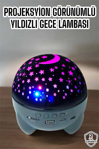 Yıldız Yansıtmalı Projeksiyon Gece Lambası Şarjlı Taşınabilir