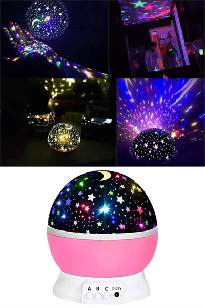 Yıldızlı Gece Lambası Mor Projeksiyon Görünümlü Masa Lambası Renk Değiştirebilen