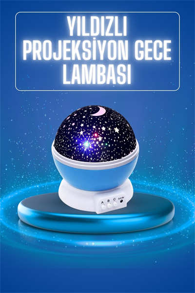 Yıldızlı Gece Lambası Mor Projeksiyon Görünümlü Masa Lambası Renk Değiştirebilen