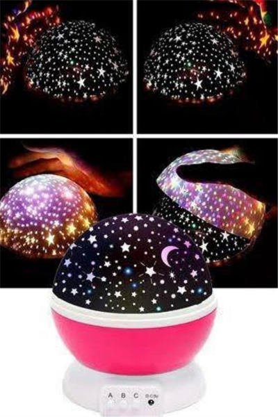 Yıldızlı Gece Lambası Mor Projeksiyon Görünümlü Masa Lambası Renk Değiştirebilen