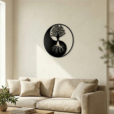 Yin Yang Hayat Ağacı Duvar Tablosu MDF Lazer Kesim Modern Spiritüel Duvar Süsü