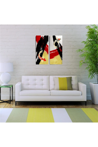 Ying Yang Iki Parça Canvas Tablo (30x70)