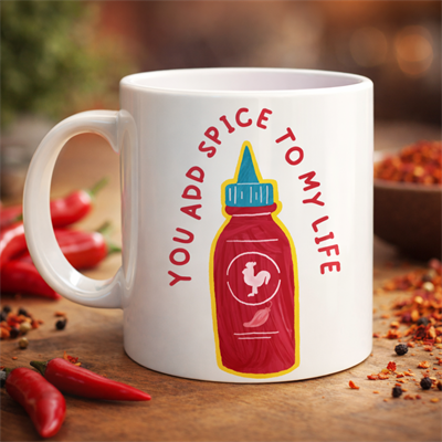 You Add Spice To My Life Yazılı Eğlenceli Porselen Kupa MODEL 16 - Sevgiliye Arkadaşa Özel Hediye Fincan