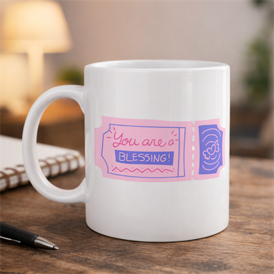 You Are a Blessing Yazılı Porselen Kupa Model 32 – Anlamlı Hediye Kupası, Sevdiklerine Moral Veren Şık Kahve Kupası
