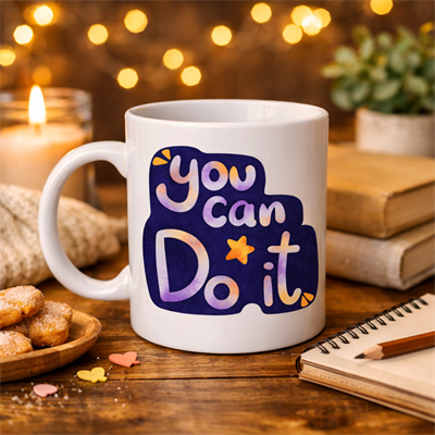 You Can Do It Motivasyon Kupası MODEL 132 – İlham Veren Tasarım, Porselen Kupa, Ofis & Hediye Kupası