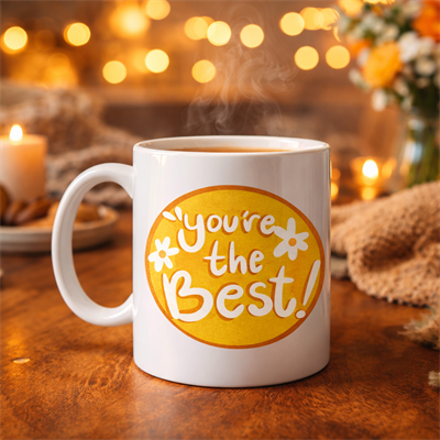 Youre The Best Yazılı Porselen Kupa MODEL 123 – Motive Edici Tasarım, Özel Hediye Fikri, Kahve & Çay Kupası