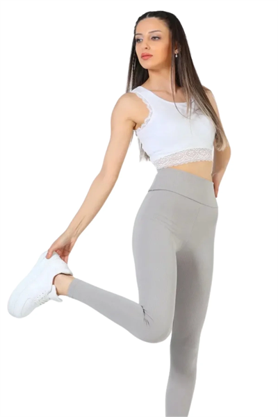 Yüksek Bel Fitilli Toparlayıcılı Siyah Tayt