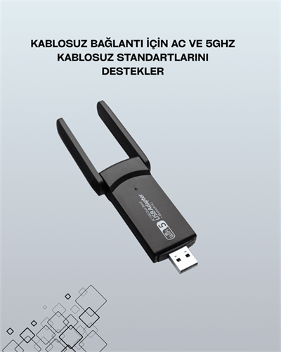 Yüksek Hızlı 1200 Mbps Çift Bant USB WiFi Adaptör – Güçlü Sinyal, Geniş Uyumluluk