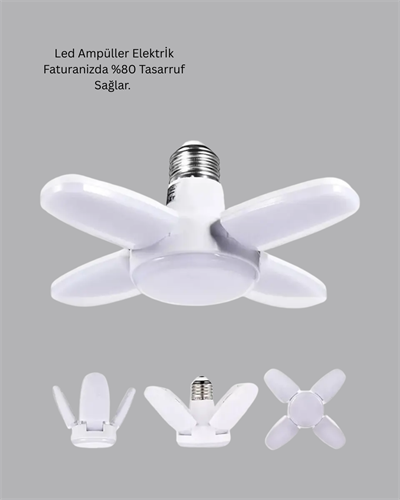 Yüksek Işık Güçlü LED Ampül 4 Kollu Katlanır Pervane Tasarım