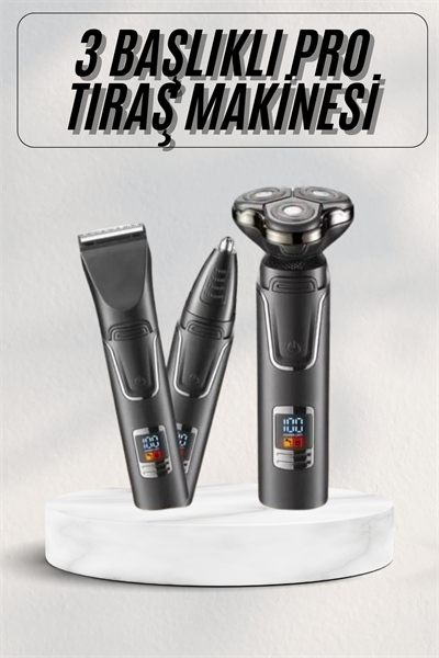 Yüksek Performanslı 3 Başlıklı Profesyonel Şarjlı Islak ve Kuru Kullanıma Uygun