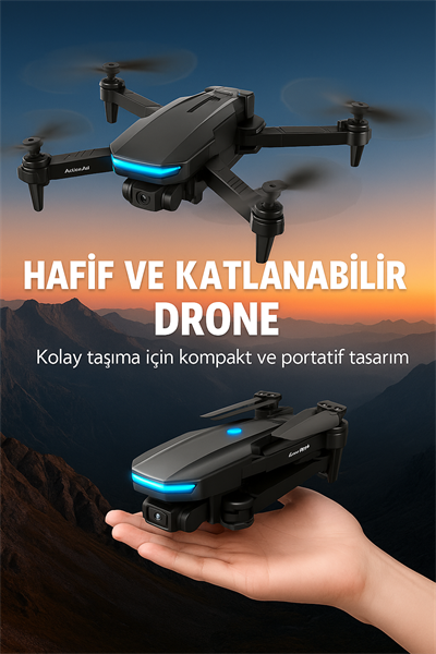 Yükseklik Sabitlemeli Katlanabilir Drone 1080P 4K Kamera Seçenekli
