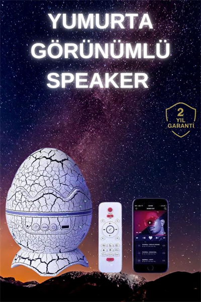 Yumurta Şeklinde Su Dalgalı Bluetooth Speaker Lamba Renkli Şarjlı