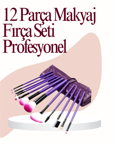 Yumuşak Fiber Kıllardan Oluşan 12li Makyaj Fırçası Seti Göz Farı Allık ve Kontür İçin