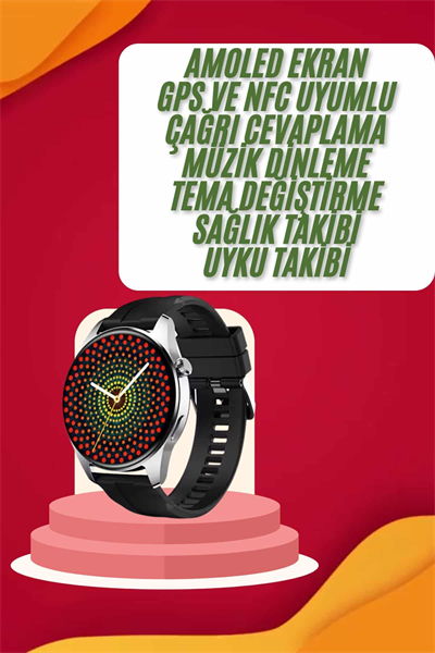 Yuvarlak Kasa 46mm Akıllı Saat Android Ve IOS Uyumlu Uyku ve Sağlık Takibi