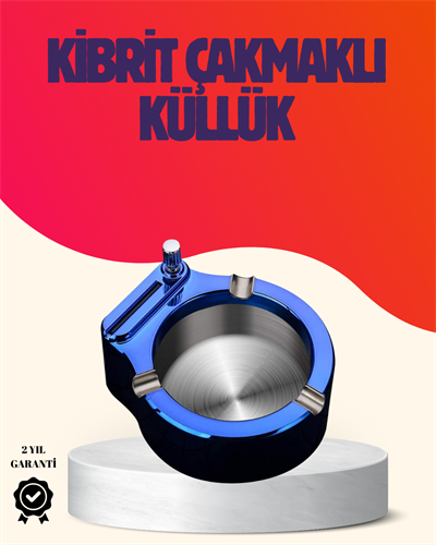 Yuvarlak Metal Küllük Çakmak Entegreli Dayanıklı Yapı