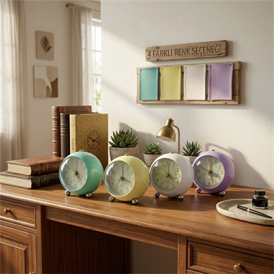 Yuvarlak Metal Renkli Çalar Saat